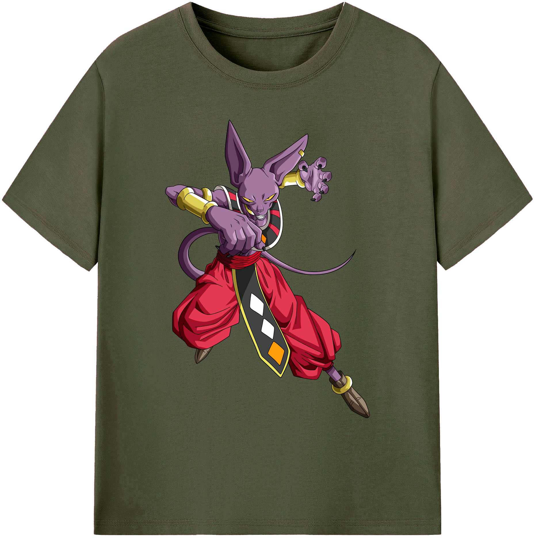 （画像用） ドラゴンボール ビルス 破壊神ビルス DRAGON BALL Beerus Birusu 綿100％ メンズ半袖Tシャツ｜肌触りやわらか＆通気性